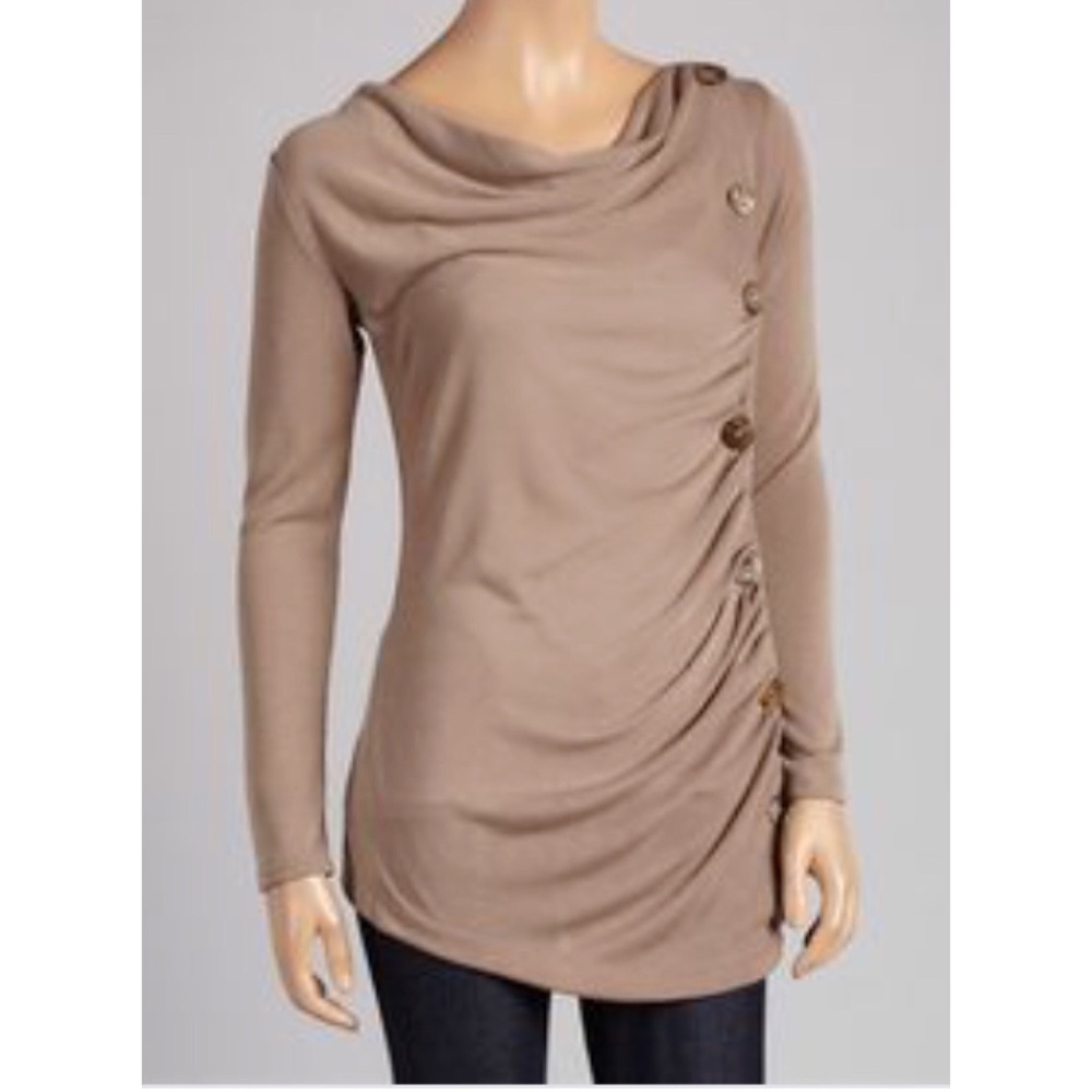 NWT J Mode Khaki Side Button Boat Neck Top